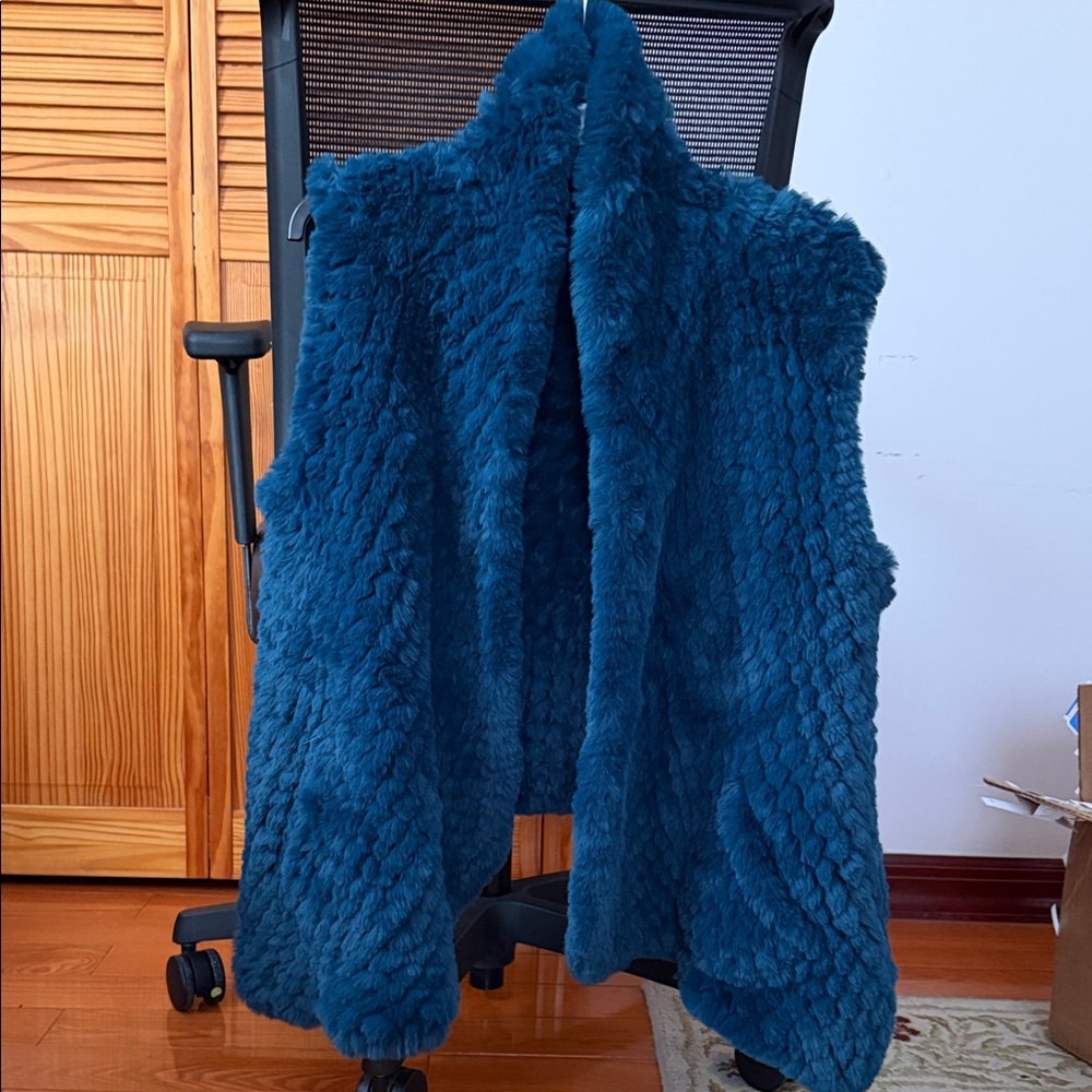 Stella + Lorenzo Fuzzy Teal Vest